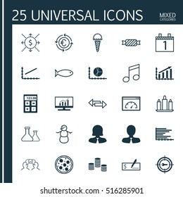 Set Of 25 Universal Editable Icons. Can Be Used For Web, Mobile And App Design. Includes Icons Such As Sweet, Loading Speed, Winter And More.