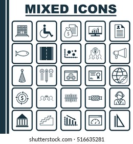 Set Of 25 Universal Editable Icons. Can Be Used For Web, Mobile And App Design. Includes Icons Such As Sinus Graph, Sweet, Announcement And More.