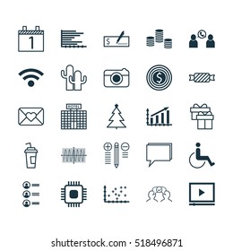 Set Of 25 Universal Editable Icons. Can Be Used For Web, Mobile And App Design. Includes Icons Such As Hotel Construction, Cooperation, Agenda And More.