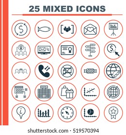 Set Of 25 Universal Editable Icons. Can Be Used For Web, Mobile And App Design. Includes Elements Such As Sweet, Money Trasnfer, Raise Diagram And More.