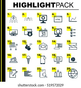 Set Of 25 Universal Editable Icons. Can Be Used For Web, Mobile And App Design. Includes Elements Such As Connectivity, Coding, Market Research And More.
