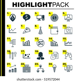 Set Of 25 Universal Editable Icons. Can Be Used For Web, Mobile And App Design. Includes Elements Such As Report, Frozen Food, Board And More.