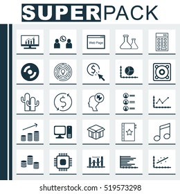 Set Of 25 Universal Editable Icons. Can Be Used For Web, Mobile And App Design. Includes Elements Such As Innovation, Chip, Circle Graph And More.