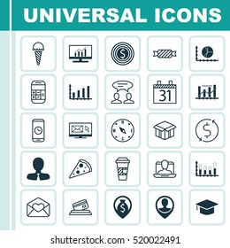 Set Of 25 Universal Editable Icons. Can Be Used For Web, Mobile And App Design. Includes Elements Such As Graduation, Money Trasnfer, Newsletter And More.