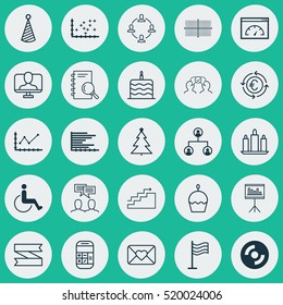 Set Of 25 Universal Editable Icons. Can Be Used For Web, Mobile And App Design. Includes Elements Such As Loading Speed, Blank Ribbon, Discussion And More.