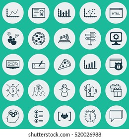 Set Of 25 Universal Editable Icons. Can Be Used For Web, Mobile And App Design. Includes Elements Such As SEO Brainstorm, Bank Payment, Opportunity And More.