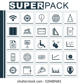 Set Of 25 Universal Editable Icons. Can Be Used For Web, Mobile And App Design. Includes Elements Such As Plot Diagram, Accessibility, Website And More.