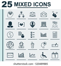 Set Of 25 Universal Editable Icons. Can Be Used For Web, Mobile And App Design. Includes Elements Such As Human Mind, Connectivity, Raise Diagram And More.