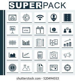 Set Of 25 Universal Editable Icons. Can Be Used For Web, Mobile And App Design. Includes Elements Such As Certificate, Coins Growth, Female Application And More.