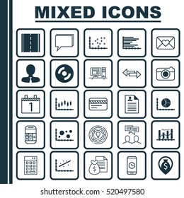 Set Of 25 Universal Editable Icons. Can Be Used For Web, Mobile And App Design. Includes Elements Such As Blank Cd, Computer, Bars Chart And More.