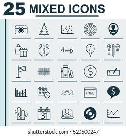 Set Of 25 Universal Editable Icons. Can Be Used For Web, Mobile And App Design. Includes Elements Such As Employee Location, Coaching, Social Profile And More.