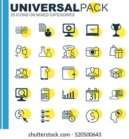 Set Of 25 Universal Editable Icons. Can Be Used For Web, Mobile And App Design. Includes Elements Such As Money Trasnfer, Laptop, Job Applicants And More.