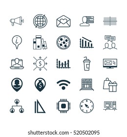 Set Of 25 Universal Editable Icons. Can Be Used For Web, Mobile And App Design. Includes Elements Such As Personal Skills, World, Greeting Email And More.