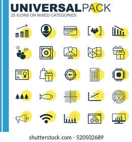Set Of 25 Universal Editable Icons. Can Be Used For Web, Mobile And App Design. Includes Elements Such As Questionnaire, Innovation, Analytics And More.