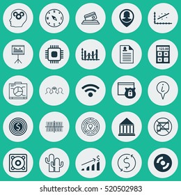 Set Of 25 Universal Editable Icons. Can Be Used For Web, Mobile And App Design. Includes Elements Such As Forbidden Mobile, Chip, Coaching And More.