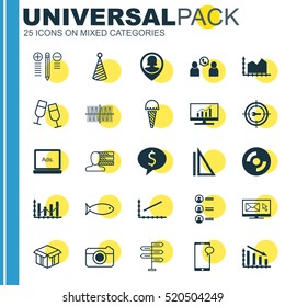 Set Of 25 Universal Editable Icons. Can Be Used For Web, Mobile And App Design. Includes Elements Such As Phone Conference, Pin Employee, Raise Diagram And More.