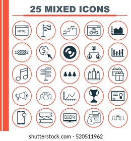 Set Of 25 Universal Editable Icons. Can Be Used For Web, Mobile And App Design. Includes Elements Such As Report, Website Performance, PPC And More.