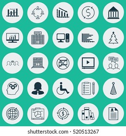 Set Of 25 Universal Editable Icons. Can Be Used For Web, Mobile And App Design. Includes Elements Such As Airport Construction, Business Woman, Board And More.