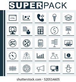 Set Of 25 Universal Editable Icons. Can Be Used For Web, Mobile And App Design. Includes Elements Such As Report, Chemical, Money Trasnfer And More.