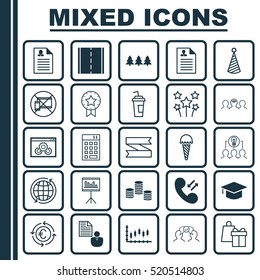 Set Of 25 Universal Editable Icons. Can Be Used For Web, Mobile And App Design. Includes Elements Such As Collaborative Solution, Coaching, Drink Cup And More.