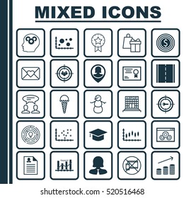 Set Of 25 Universal Editable Icons. Can Be Used For Web, Mobile And App Design. Includes Elements Such As Comparison, Coins Growth, Forbidden Mobile And More.