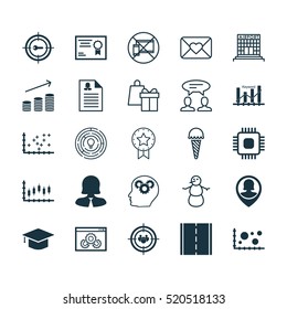 Set Of 25 Universal Editable Icons. Can Be Used For Web, Mobile And App Design. Includes Elements Such As Website Performance, Coins Growth, Photo Camera And More.