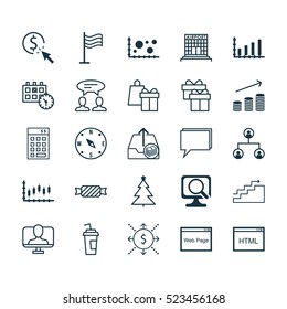 Set Of 25 Universal Editable Icons. Can Be Used For Web, Mobile And App Design. Includes Elements Such As Drink Cup, Conference, Investment And More.
