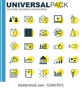 Set Of 25 Universal Editable Icons. Can Be Used For Web, Mobile And App Design. Includes Elements Such As Bank Payment, Keyword Optimisation, Drink Cup And More.