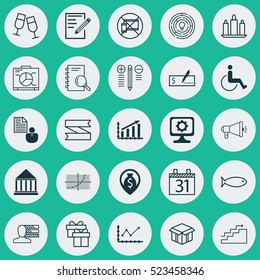 Set Of 25 Universal Editable Icons. Can Be Used For Web, Mobile And App Design. Includes Elements Such As Line Grid, Wax, PC And More.