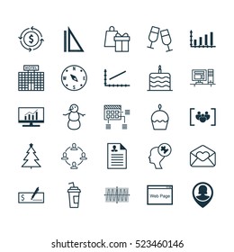 Set Of 25 Universal Editable Icons. Can Be Used For Web, Mobile And App Design. Includes Elements Such As Dynamics, Website, Human Mind And More.