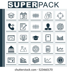 Set Of 25 Universal Editable Icons. Can Be Used For Web, Mobile And App Design. Includes Elements Such As Report, Paper, Fail Graph And More.