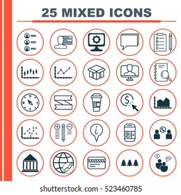 Set Of 25 Universal Editable Icons. Can Be Used For Web, Mobile And App Design. Includes Elements Such As Reminder, Online Identity, Education Center And More.