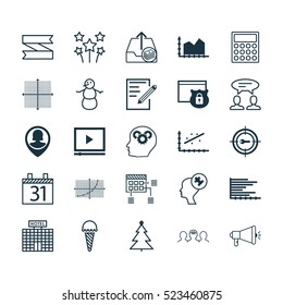 Set Of 25 Universal Editable Icons. Can Be Used For Web, Mobile And App Design. Includes Elements Such As Keyword Marketing, Line Grid, Bars Chart And More.