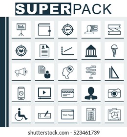 Set Of 25 Universal Editable Icons. Can Be Used For Web, Mobile And App Design. Includes Elements Such As Frozen Food, Focus Group, Female Application And More.