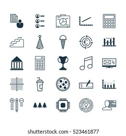 Set Of 25 Universal Editable Icons. Can Be Used For Web, Mobile And App Design. Includes Elements Such As Newsletter, Growth, Birthday Hat And More.