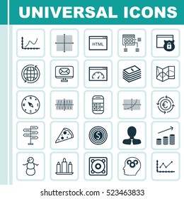 Set Of 25 Universal Editable Icons. Can Be Used For Web, Mobile And App Design. Includes Elements Such As Wax, Sliced Pizza, Manager And More.