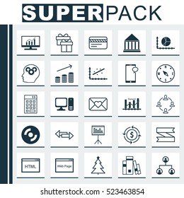 Set Of 25 Universal Editable Icons. Can Be Used For Web, Mobile And App Design. Includes Elements Such As Present, Market Research, Money Recycle And More.
