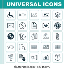 Set Of 25 Universal Editable Icons. Can Be Used For Web, Mobile And App Design. Includes Elements Such As Opportunity, Open Cardboard, Accessibility And More.