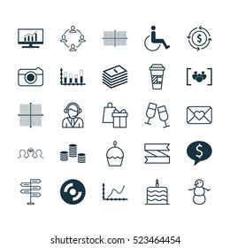 Set Of 25 Universal Editable Icons. Can Be Used For Web, Mobile And App Design. Includes Elements Such As Blank Cd, Winter, Square Diagram And More.