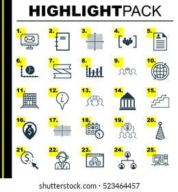 Set Of 25 Universal Editable Icons. Can Be Used For Web, Mobile And App Design. Includes Elements Such As PPC, Blank Ribbon, Airport Construction And More.