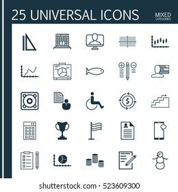 Set Of 25 Universal Editable Icons. Can Be Used For Web, Mobile And App Design. Includes Elements Such As Airport Construction, Fishing, Growth And More.
