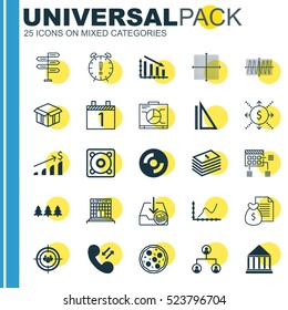 Set Of 25 Universal Editable Icons. Can Be Used For Web, Mobile And App Design. Includes Elements Such As Opportunity, Successful Investment, Cellular Data And More.