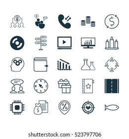 Set Of 25 Universal Editable Icons. Can Be Used For Web, Mobile And App Design. Includes Elements Such As Market Research, Dialogue, Fail Graph And More.