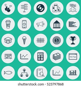 Set Of 25 Universal Editable Icons. Can Be Used For Web, Mobile And App Design. Includes Elements Such As Tournament, Dollar Salary, SEO Brainstorm And More.