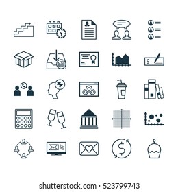 Set Of 25 Universal Editable Icons. Can Be Used For Web, Mobile And App Design. Includes Elements Such As Dialogue, Champagne Glasses, Library And More.
