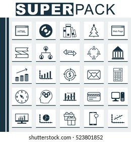 Set Of 25 Universal Editable Icons. Can Be Used For Web, Mobile And App Design. Includes Elements Such As Messaging, Bank Card, Present And More.