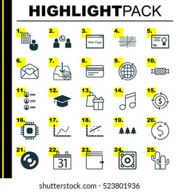 Set Of 25 Universal Editable Icons. Can Be Used For Web, Mobile And App Design. Includes Elements Such As Bank Card, Website, Money Recycle And More.