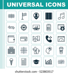 Set Of 25 Universal Editable Icons. Can Be Used For Web, Mobile And App Design. Includes Elements Such As Cellular Data, Line Grid, Human Mind And More.