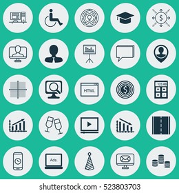 Set Of 25 Universal Editable Icons. Can Be Used For Web, Mobile And App Design. Includes Elements Such As Digital Media, Computer, Accessibility And More.