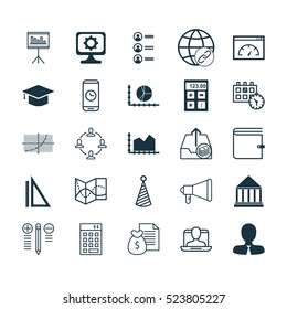 Set Of 25 Universal Editable Icons. Can Be Used For Web, Mobile And App Design. Includes Elements Such As Collaboration, Loading Speed, Report And More.